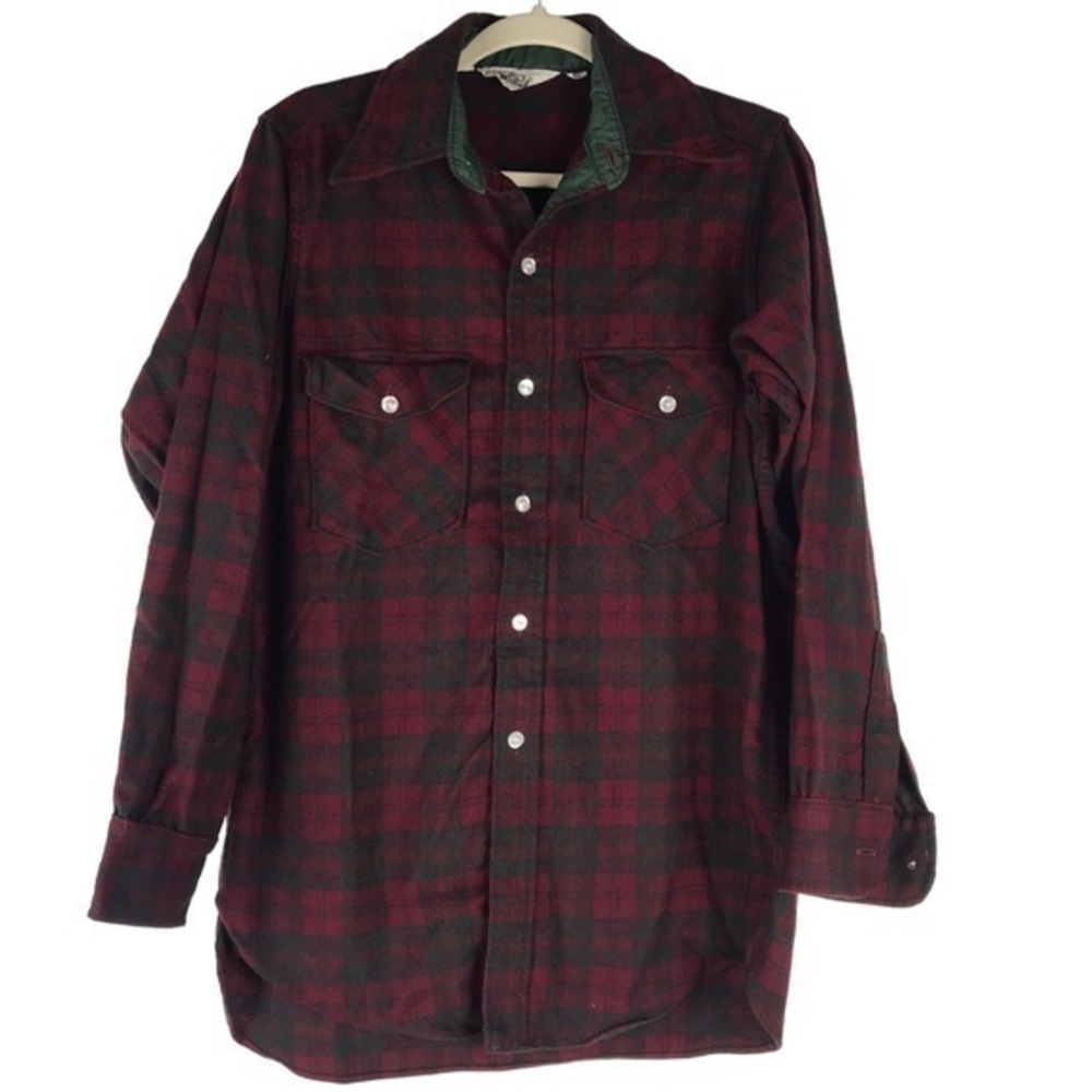 Vintage Woolrich Wool blend Red Green Flannel Shirts Size 15